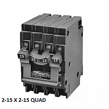 Q21515CTNC, SIEMENS, QUAD, 2, X, 1, POLE, 15, AMP, +, 1, X, 2, POLE, 15, AMP, BREAKER