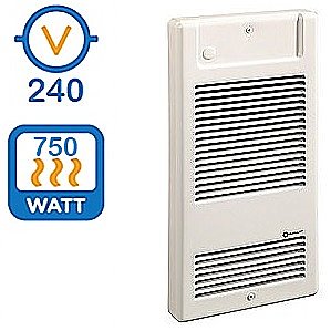 750 WATT 240 VOLT RESIDENTIAL WALL FAN HEATER WHITE
