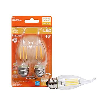 4W B10 LED FILAMENT CHANDELIER LAMP MED BASE 27K (40756)