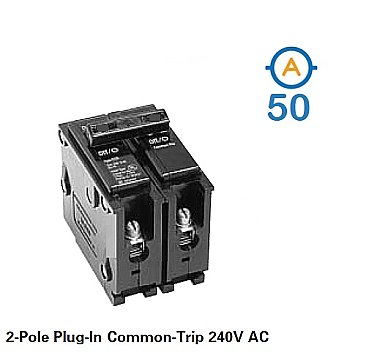 2 POLE 50 AMP PUSH ON CIRCUIT BREAKER