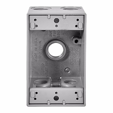WP1B50/5, GLOBAL, 5, X, 1/2", HOLES, 1 GANG, WEATHERPROOF, BOX, GREY