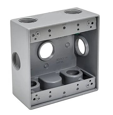 WP2B50/7X, GLOBAL, 7, X, 1/2", HOLES, 2 GANG, WEATHERPROOF, BOX, GREY