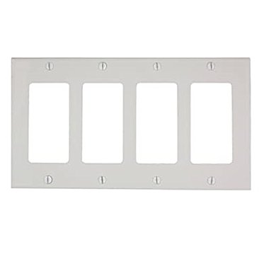 80412-NW, LEVITON, LEVITON, 4 GANG, WALL, PLATE, DECORA, WHITE