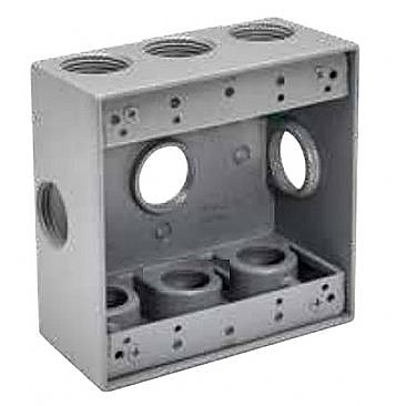 WP2B50/9, GLOBAL, 9, X, 1/2", HOLES, 2 GANG, WEATHERPROOF, BOX, GREY
