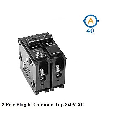 2 POLE 40 AMP PUSH ON CIRCUIT BREAKER