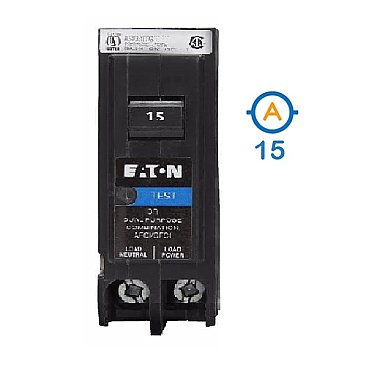 1 POLE 15 AMP PUSH ON DUAL FUNCTION CIRCUIT BREAKER