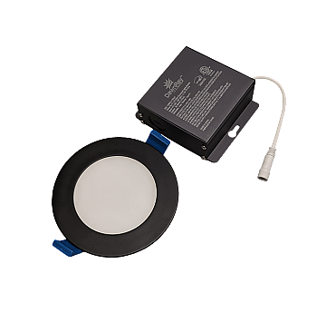 4" ROUND SLIM DOWNLIGHT 12 WATT 800 LUMENS 5 COLOR SELECTABLE BLACK