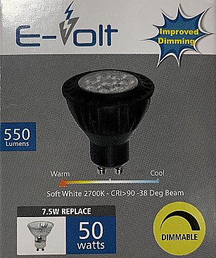 7.5W LED GU10 LAMP 27K - BLACK