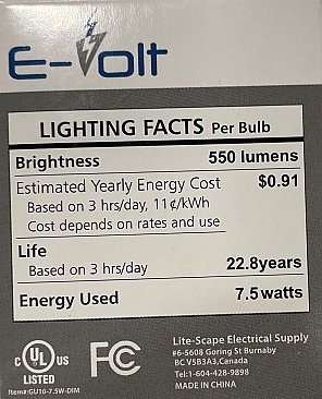 7.5W LED GU10 LAMP 27K - WHITE