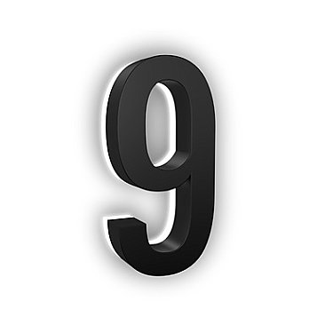 ABS-LN79BK, MODERN, LIGHTS, 7", BLACK, ADDRESS, NUMBER, 9