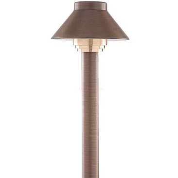 TRADITIONAL 4"HAT PATH LIGHT 12V ANTIQUE BRASS 12"STEM