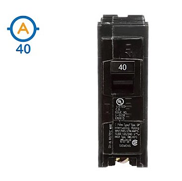 1 POLE 40 AMP PUSH ON CIRCUIT BREAKER