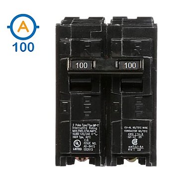 2 POLE 100 AMP PUSH ON CIRCUIT BREAKER