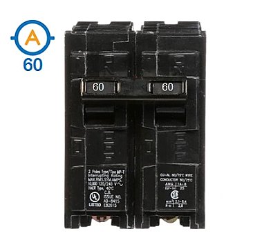 2 POLE 60 AMP PUSH ON CIRCUIT BREAKER