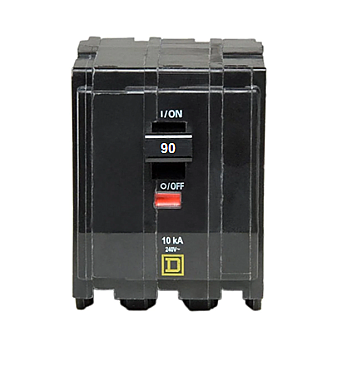 QO390, SQUARE, D, 3, POLE, 90, AMP, PUSH, ON, BREAKER