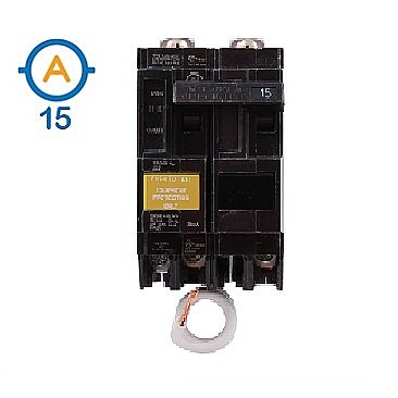 2 POLE 15 AMP BOLT ON EQUIPMENT PROTECTING GFI CIRCUIT BREAKER