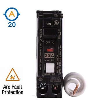 1P 20A GE COMBINATION ARC FAULT BREAKER