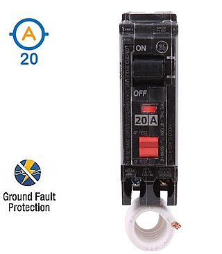 1 POLE 20 AMP PUSH ON SELF-TEST GFI CIRCUIT BREAKER