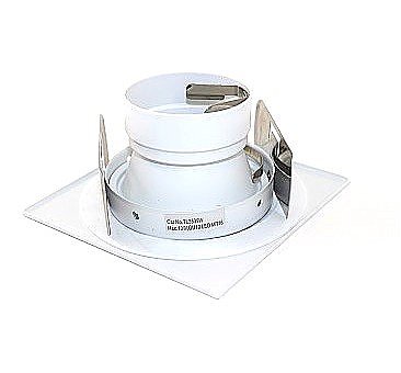 3-1/2" WHITE SQUARE SHOWER TRIM FROSTED LENS