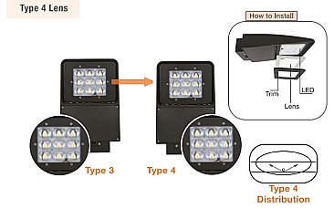 LENS-SAL-3X3-IV, NATURALED, TYPE, 4, LENS, FOR, 29-100W, SLIM, AREA, LIGHT