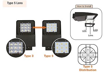 LENS-SAL-SMALL-V, NATURALED, TYPE, 5, LENS, FOR, 29W-100W, SLIM, AREA, LIGHT