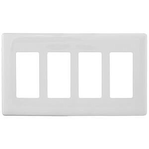 NPS264W, HUBBEL, SCREWLESS, WALL, PLATE, 4 GANG, WHITE