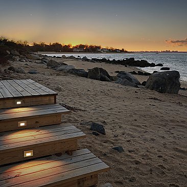 LED STEP LIGHT HORIZONTAL W/PC 120V 3K-BRONZE