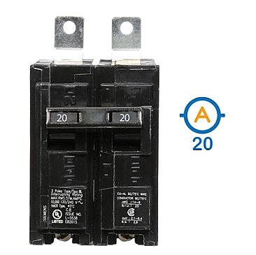 2 POLE 20 AMP BOLT ON CIRCUIT BREAKER