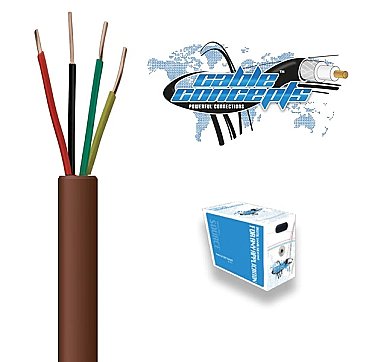 WICH0022BN, ALARM/SECURITY, CABLE, 22AWG, 4C, FT4/CSA, 1000, FT, BROWN