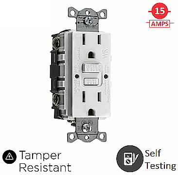 GFTRST15W, HUBBEL, 15, AMP, 125V, TAMPER, RESISTANT, GFCI, WHITE