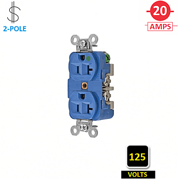 HBL8300BL, HUBBELL, 20A, 125V, HOSPITAL-GRADE, DUPLEX, RECEPT, BLUE