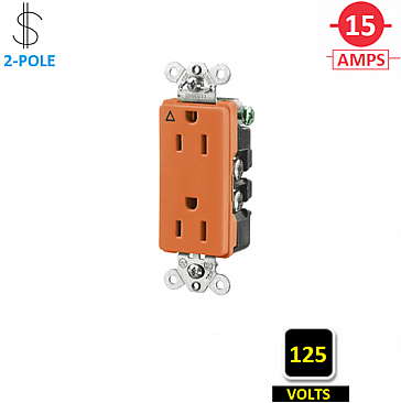 IG2152, HUBBELL, 15A, 125V, I/G, DECORA, RECEPT, ORANGE