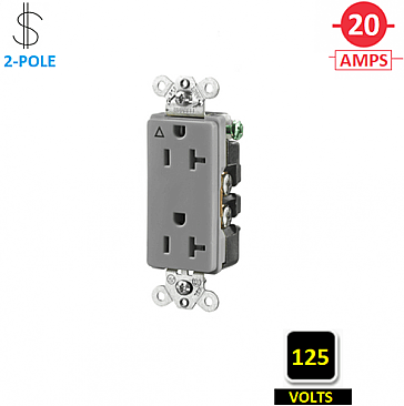 IG2162GY, HUBBELL, 20A, 125V, I/G, DECORA, RECEPT, GREY