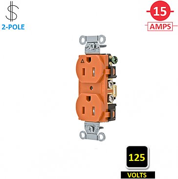 IG5252TR, HUBBELL, 15A, 125V, TAMPER, RESISTANT, I/G, DUPLEX, RECEPT, ORANGE