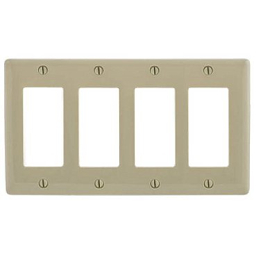 NP264I, HUBBEL, NYLON, 4 GANG, IVORY, WALL, PLATE