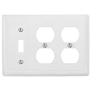 NP182W, HUBBELL, COMBO, 3G, 1, SECTION, 2, DUPLEX, OPENINGS, WHITE
