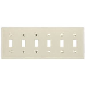 NP6LA, HUBBELL, TRADE, SELECT, 6G, TOGGLE, PLATE, LIGHT, ALMOND