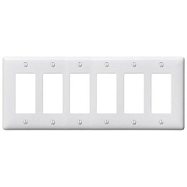 NP266W, HUBBEL, NYLON, 6 GANG, WALL, PLATE, WHITE