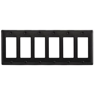 NP266BK, HUBBEL, NYLON, 6 GANG, WALL, PLATE, BLACK