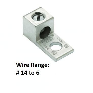 KA6U, BURNDY, BURNDY, KA6U, TERMINAL, 14-6, 1/4IN, HOLE