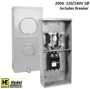 JA402P, HYDEL, O/H, COMBO, 4, JAW, METER, BASE, +, 200A, BREAKER