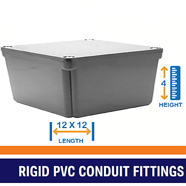 PVC, JB12124, ROYAL, PVC, JUNCTION, ELECTRICAL, BOX, 12X12X4