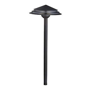 16124BKT27, KICHLER, ROUND, TIERED, 27K, LED, PATH, LIGHT, TEXTURED, BLACK