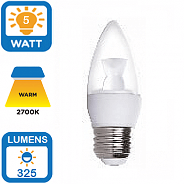 LED5CAB/32L/E26/27K, NATURALED, 5W, LED, CHANDELIER, DIMMABLE, LAMP, 27K, 5781