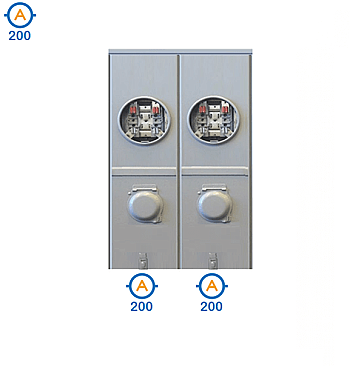 JA22R-HI, HYDEL, O/H, 2 GANG, COMBO, 200, A, MAIN, 2, X, 200, A, PER, POS, 240V