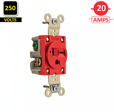 HBL5461R, HUBBELL, TRADE, SELECT, STRAIGHT-BLADE, 20A, 250V, RECEPTACLE, RED