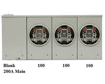 SDC320PWBC, HYDEL, 3 GANG, 200A, MAIN, 100A, PER, POS., U/G, METER, BASE, BEC3-VA