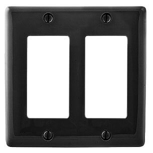 NP262BK, HUBBEL, NYLON, 2 GANG, WALL, PLATE, BLACK