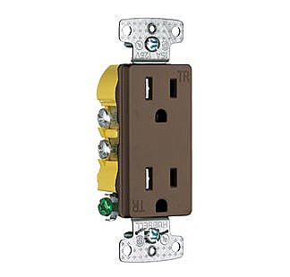 RRD15STR, HUBBEL, DECORA, RECEPT, TAMPER, RESISTANT, 15, AMP, BROWN