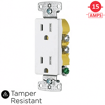 RRD15SWTR, HUBBEL, TAMPER, RESISTANT, 15AMP, WHITE